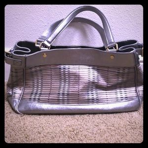Silver and nova check leather Burberry purse